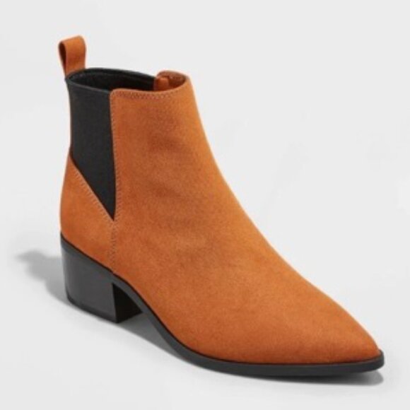 A New Day Women's Gwen Block Heel Boot Pointed Toe Cognac Size 8 - Picture 1 of 3